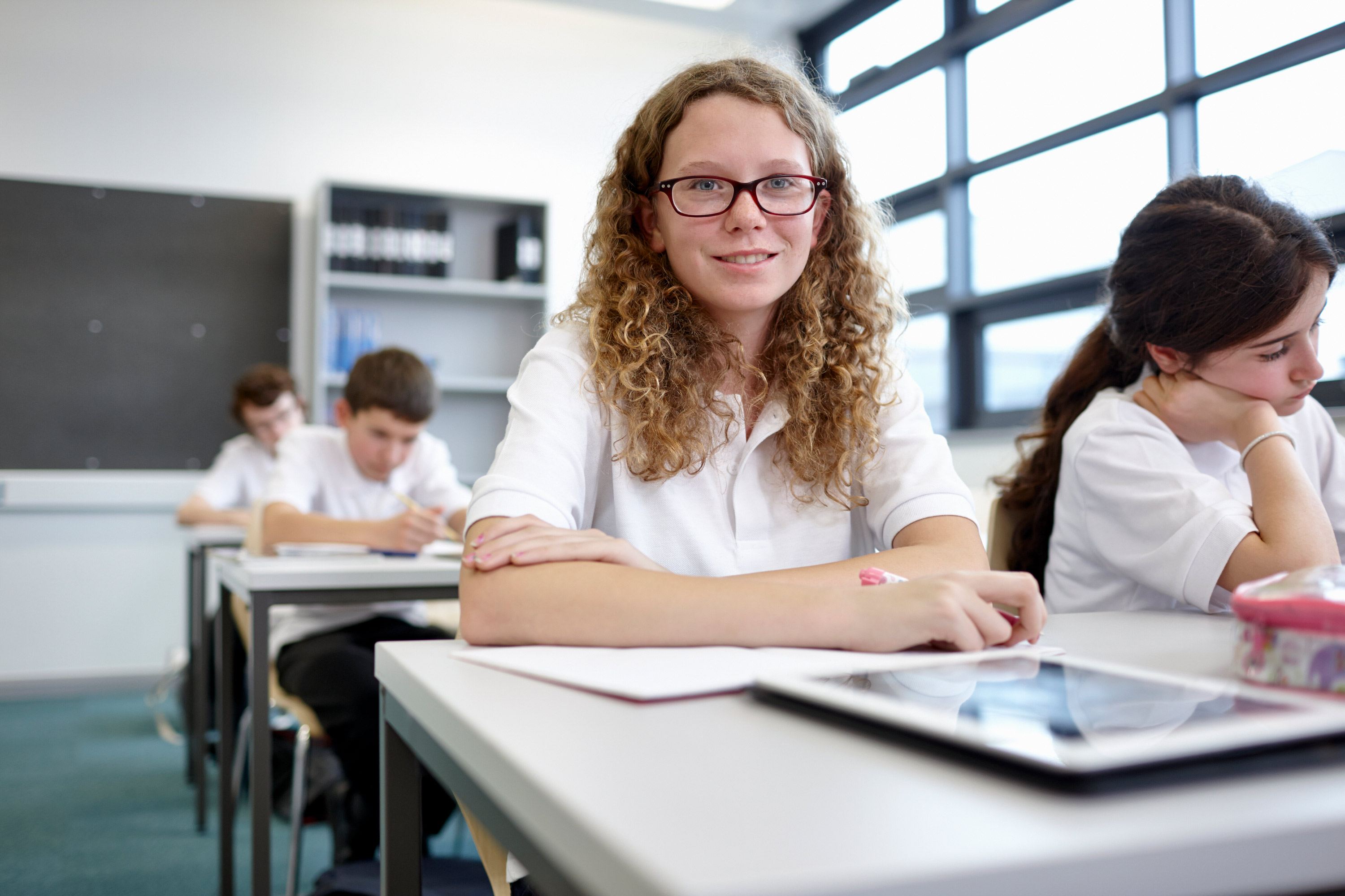 Portrait Of Schoolgirl In Classroom