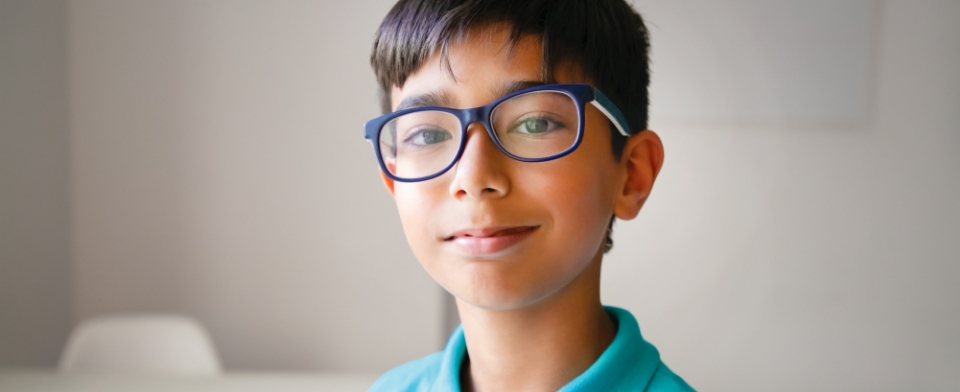 Portrait Asian Little Boy Eyeglasses